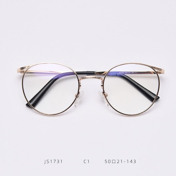 Vintage Anti Blue Light Metal Optical Round Frame Plain Lens Men Women Fashionable Computer Glasses 3