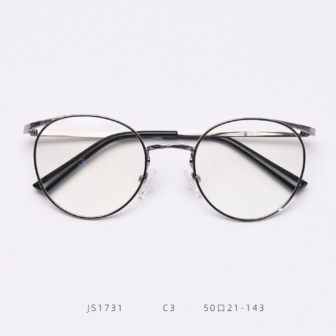 Vintage Anti Blue Light Metal Optical Round Frame Plain Lens Men Women Fashionable Computer Glasses 2
