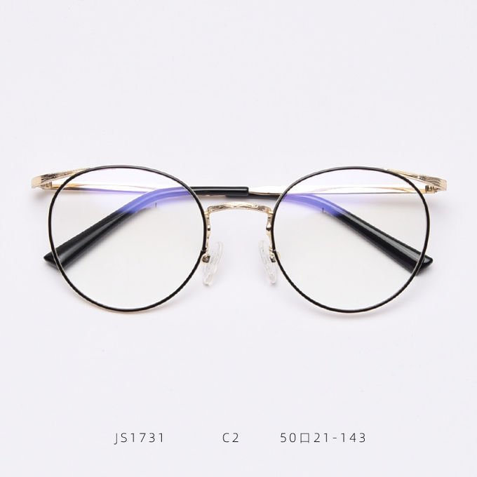 Vintage Anti Blue Light Metal Optical Round Frame Plain Lens Men Women Fashionable Computer Glasses 1