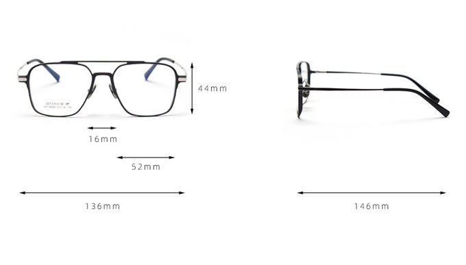 Vogue Double Bridge Square Metal Optical Glasses BSCI 136MM Plain Lens 10