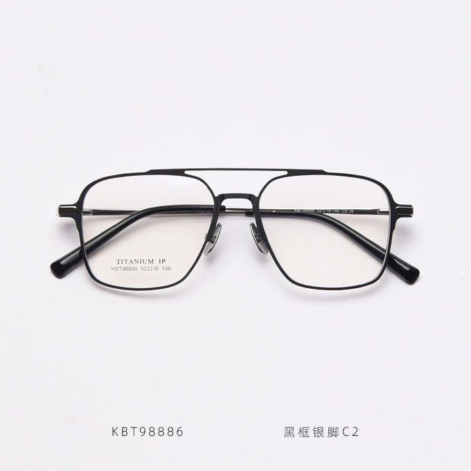 Vogue Double Bridge Square Metal Optical Glasses BSCI 136MM Plain Lens 4