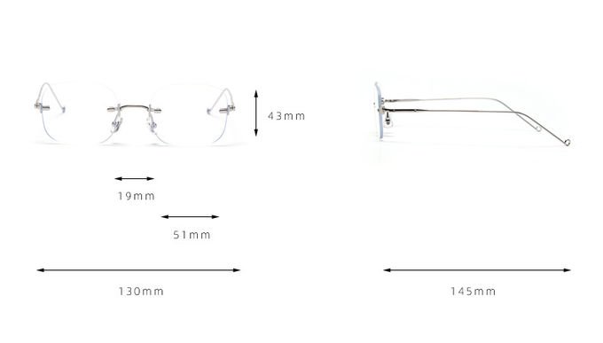 Flat Mirror Ladies Street Shooting Square Frameless Glasses Trendy 130MM 9