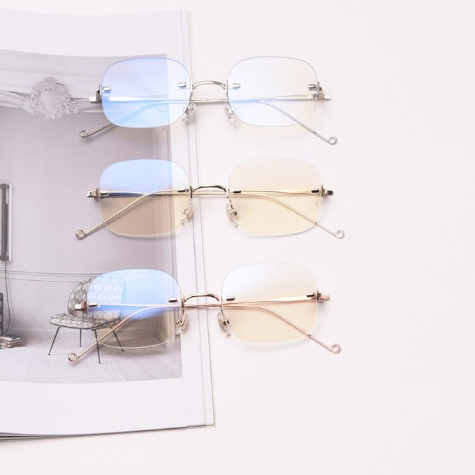 Flat Mirror Ladies Street Shooting Square Frameless Glasses Trendy 130MM 0