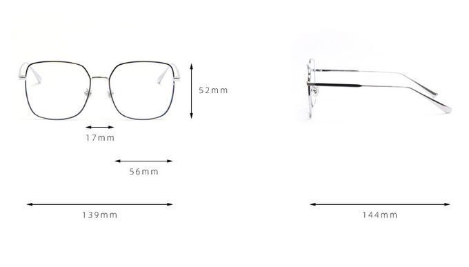 Oversized Full Frame Glasses Alloy Square Optical Spectacle Plain Lens 139MM 11