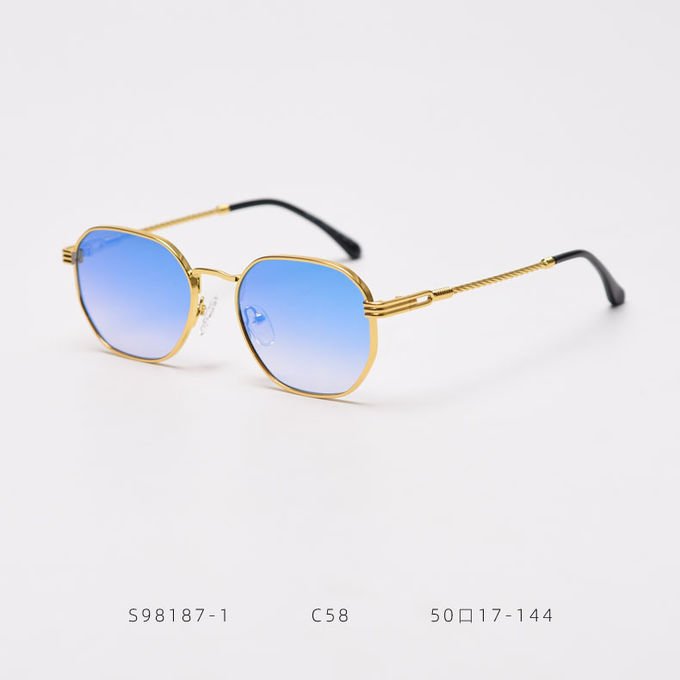 Men Women Polygon Frame Sunglasses Reflective Personality Small Frame Plain Lens Glasses 3