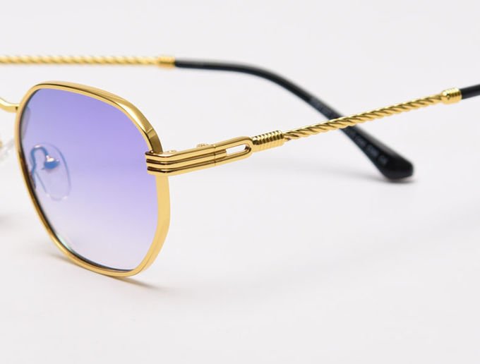 Men Women Polygon Frame Sunglasses Reflective Personality Small Frame Plain Lens Glasses 7