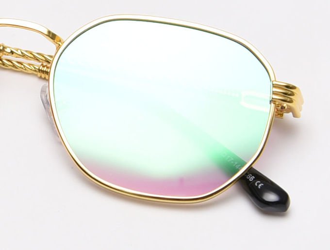 Men Women Polygon Frame Sunglasses Reflective Personality Small Frame Plain Lens Glasses 6