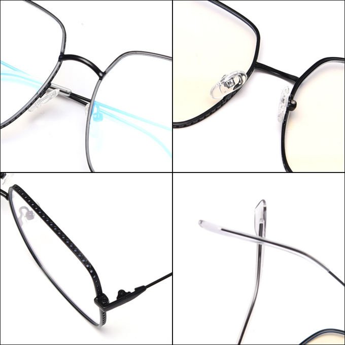 Silver Alloy Square Big Frame Glasses Men Women Unisex Decoration Transparent Frame Glasses 8