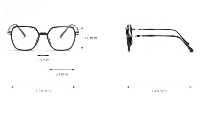 Square TR90 Material Glasses Blue Light Blocking Reading Anti Eyestrain 12