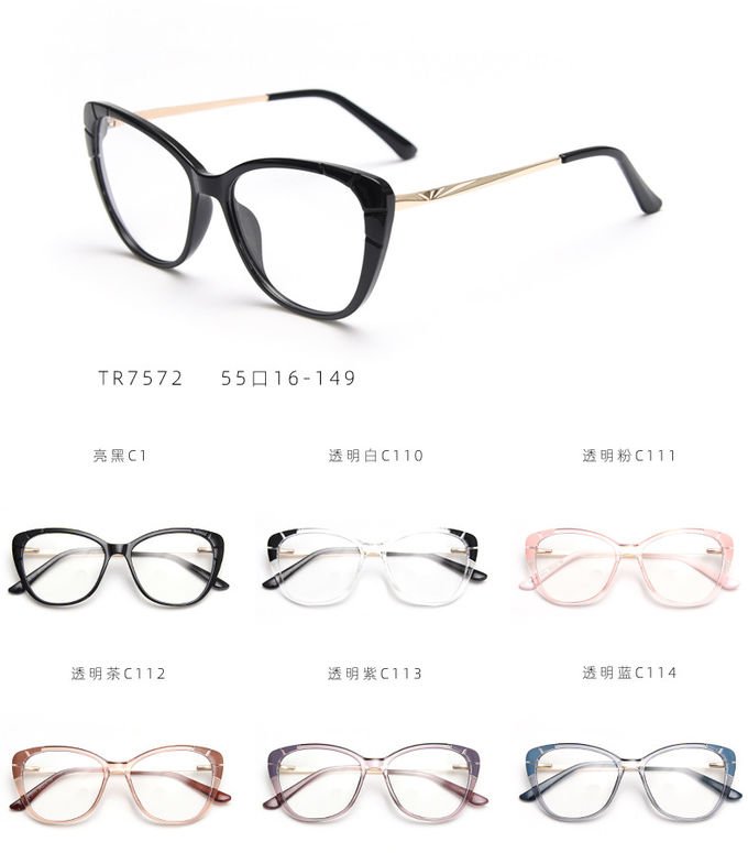 Fashion Ladies Oversized Tr90 Glasses Frames Tr90 Blue Light Glasses 12