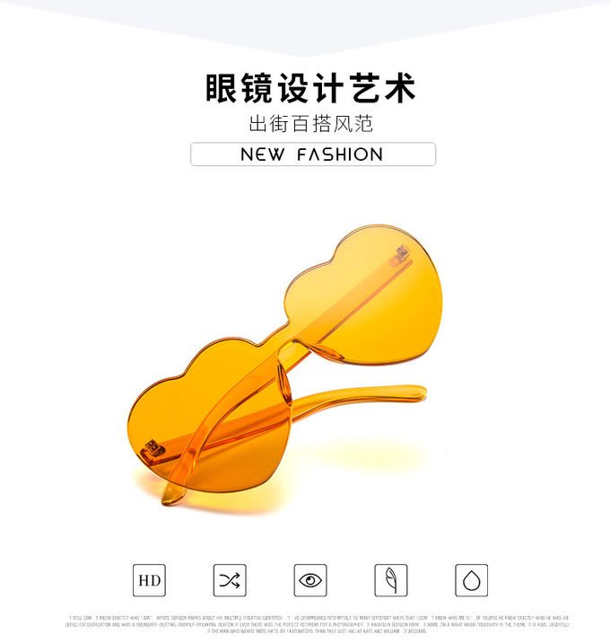 BSCI Love Heart Shaped Sunglasses Clear Jelly Color For Women Lady 0