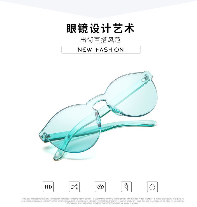 Colorful One Piece Lens Transparent Round Retro Hot Sale Sunglasses 1