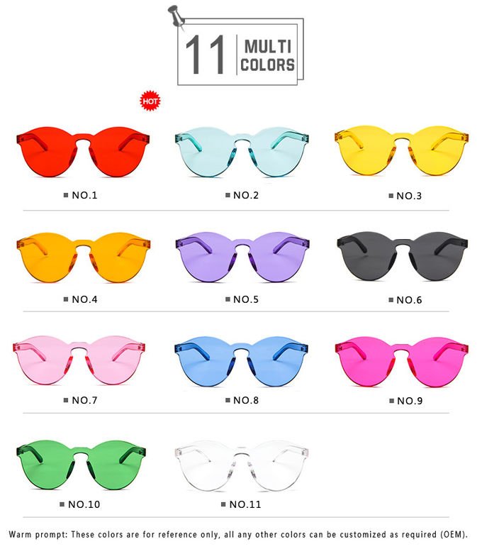 Colorful One Piece Lens Transparent Round Retro Hot Sale Sunglasses 10