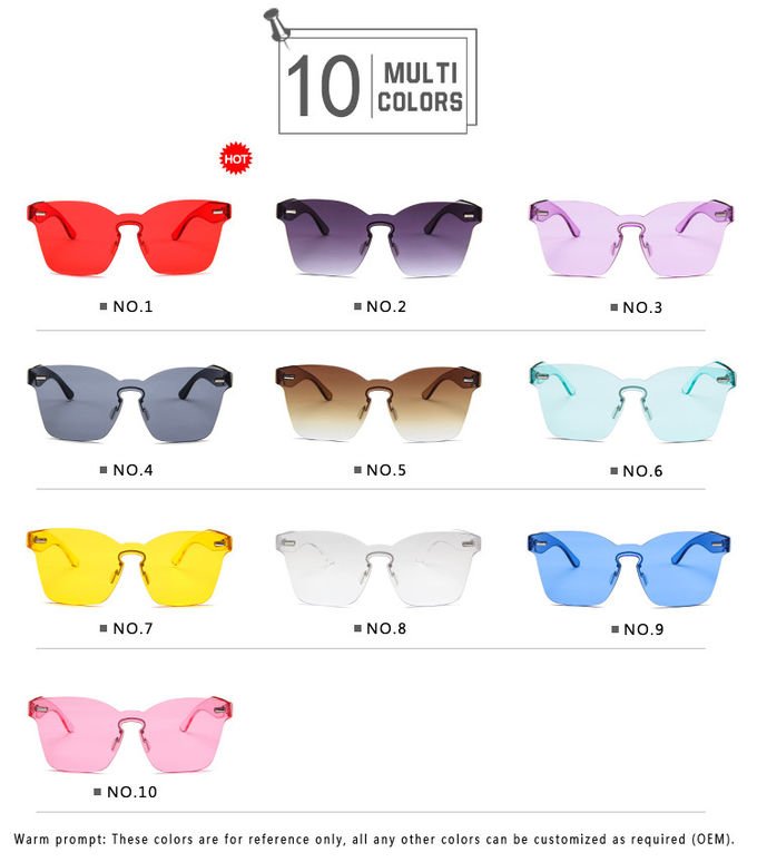 UV400 Rimless Square Frame One Piece Lens Band Packaging Women Hot Sale Sunglasses 7