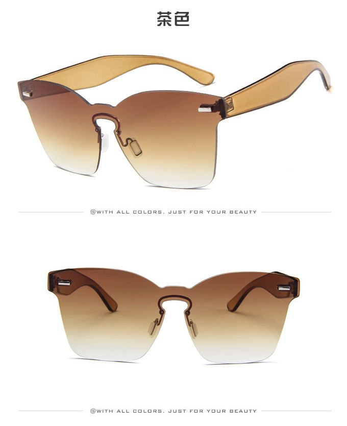 UV400 Rimless Square Frame One Piece Lens Band Packaging Women Hot Sale Sunglasses 3