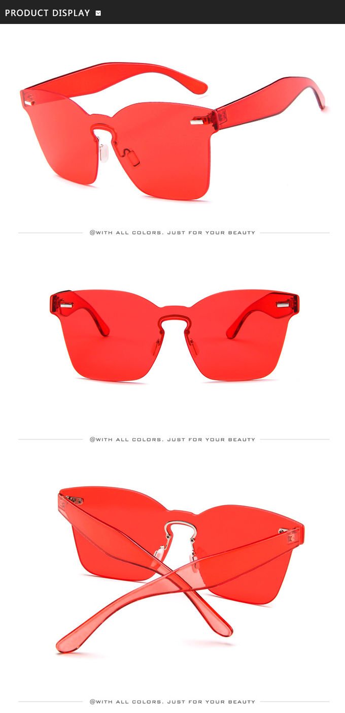 UV400 Rimless Square Frame One Piece Lens Band Packaging Women Hot Sale Sunglasses 6