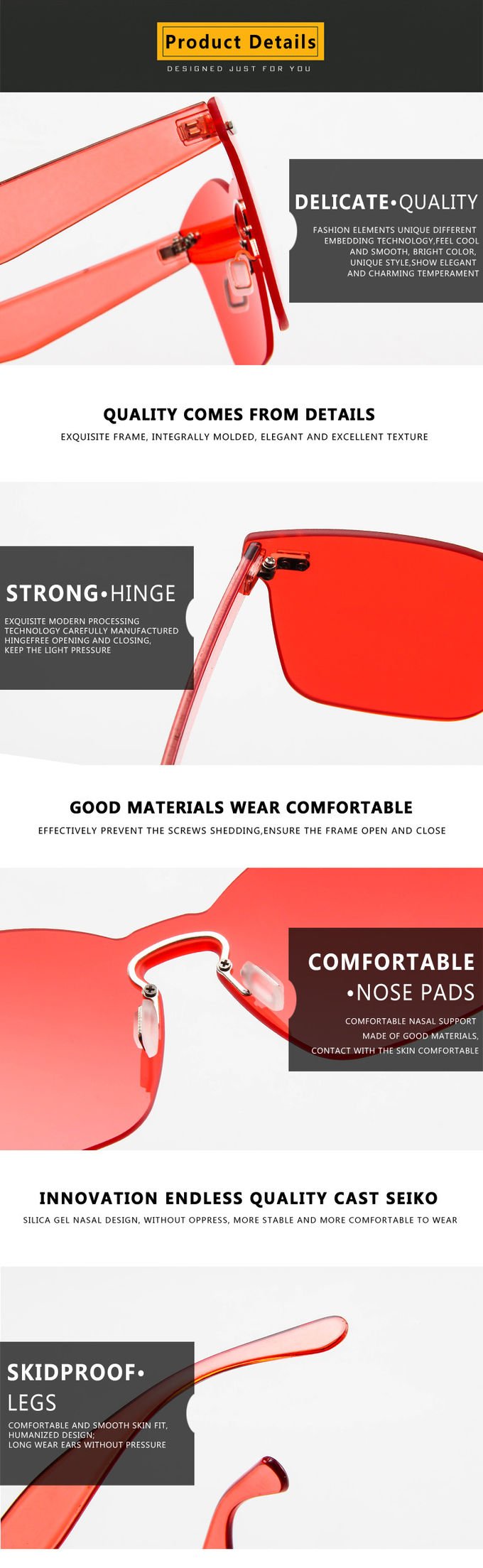 UV400 Rimless Square Frame One Piece Lens Band Packaging Women Hot Sale Sunglasses 5