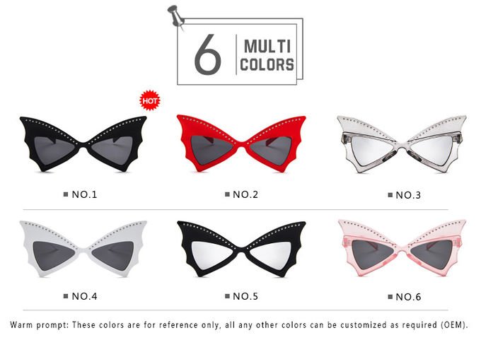 Oversized Women Bat Sharp Rivet Big Frame Sunglasses Personality Dance Party Glasses 8