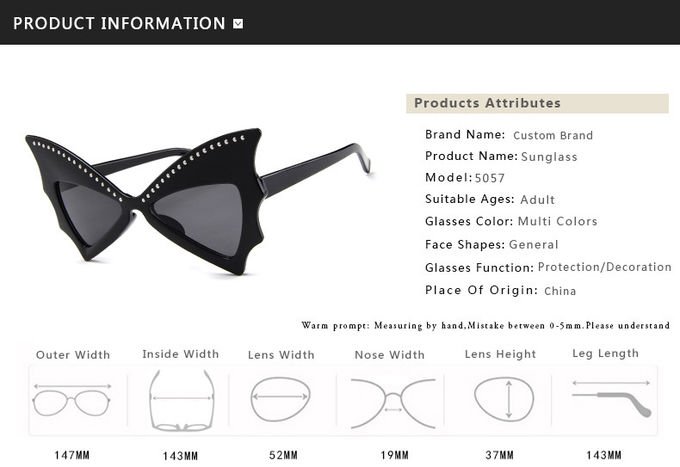 Oversized Women Bat Sharp Rivet Big Frame Sunglasses Personality Dance Party Glasses 7