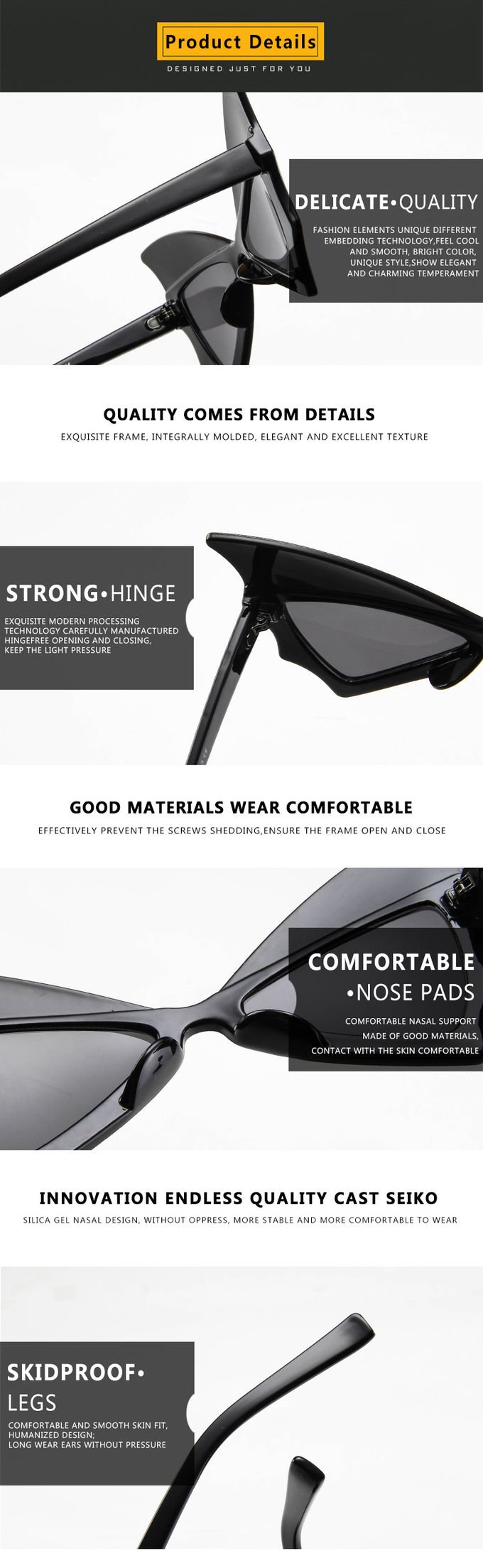 Oversized Women Bat Sharp Rivet Big Frame Sunglasses Personality Dance Party Glasses 6