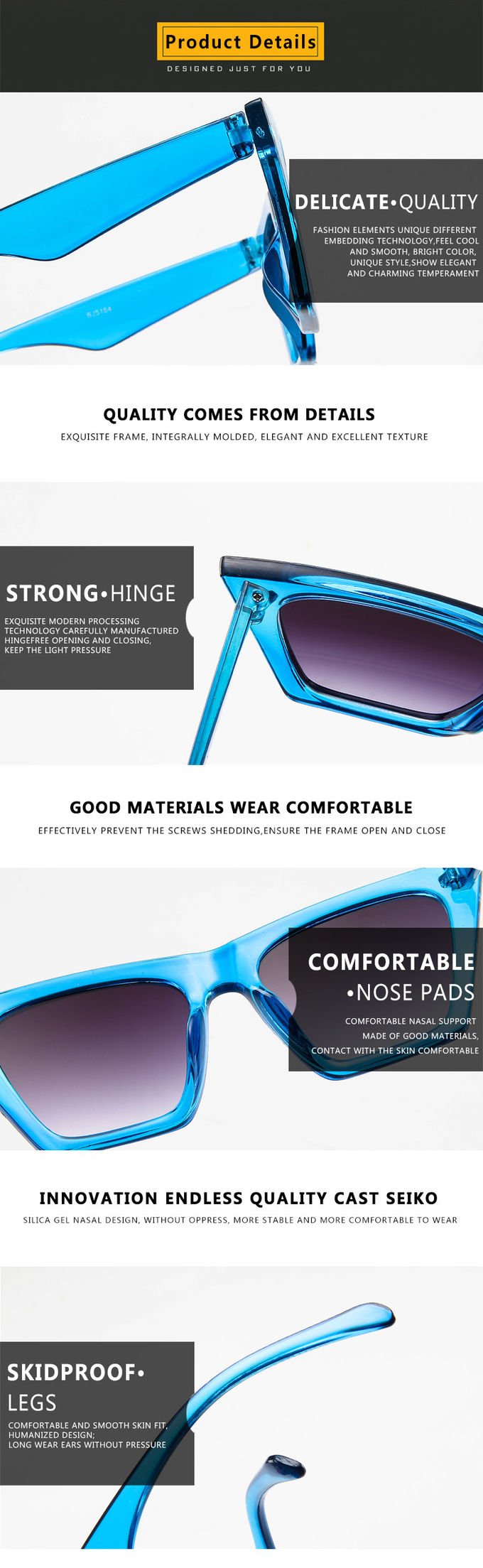Retro Luxury Sunglasses BSCI Women'S Plastic Candy Color Glasses Outdoor Travel 7