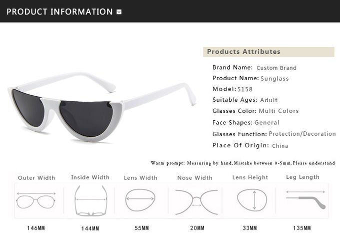 Half Moon Frame Half Round Sunglasses Vintage Retro Clout Goggles 8