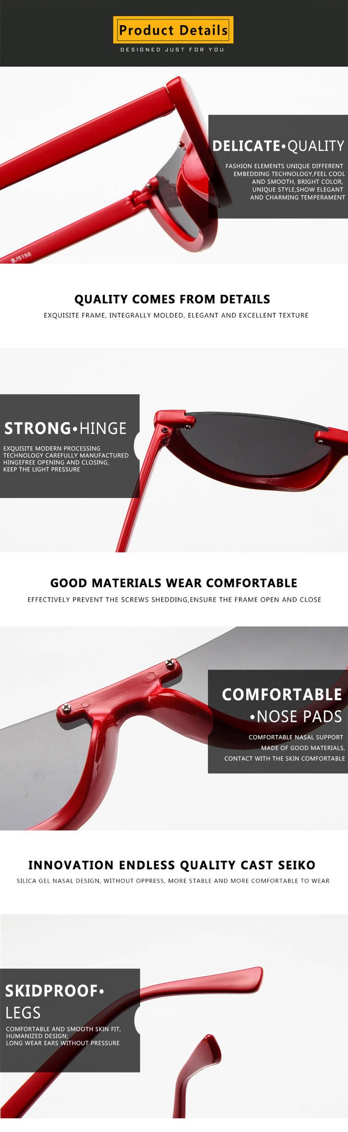 Half Moon Frame Half Round Sunglasses Vintage Retro Clout Goggles 7
