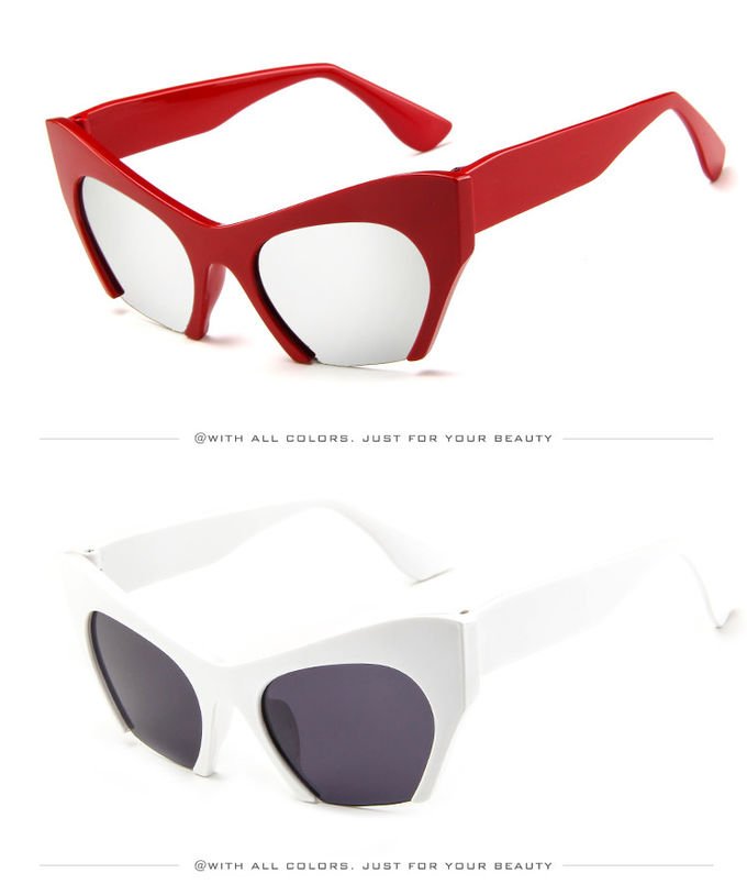 Trendy Fashion Half Frame Cat Eye Women Plastic Hot Sale Sunglasses BSCI 3