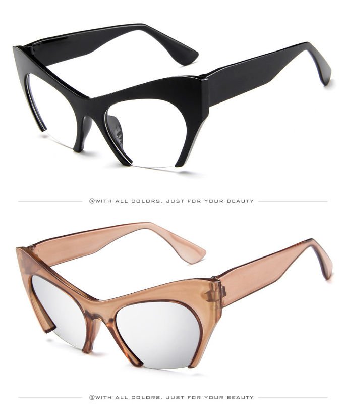 Trendy Fashion Half Frame Cat Eye Women Plastic Hot Sale Sunglasses BSCI 2