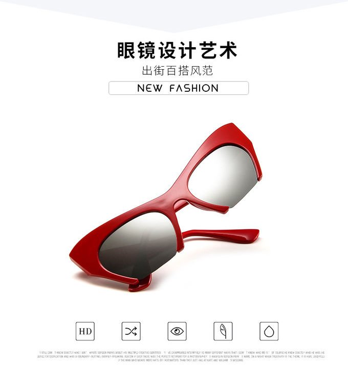 Trendy Fashion Half Frame Cat Eye Women Plastic Hot Sale Sunglasses BSCI 1