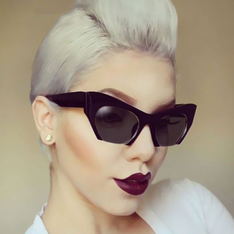buy Trendy Fashion Half Frame Cat Eye Women Plastic Hot Sale Sunglasses BSCI online manufacturer