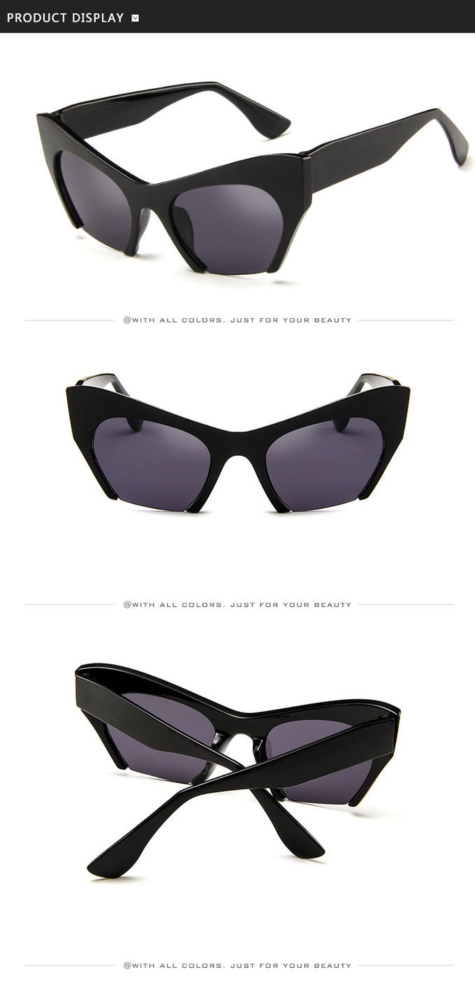 Trendy Fashion Half Frame Cat Eye Women Plastic Hot Sale Sunglasses BSCI 5