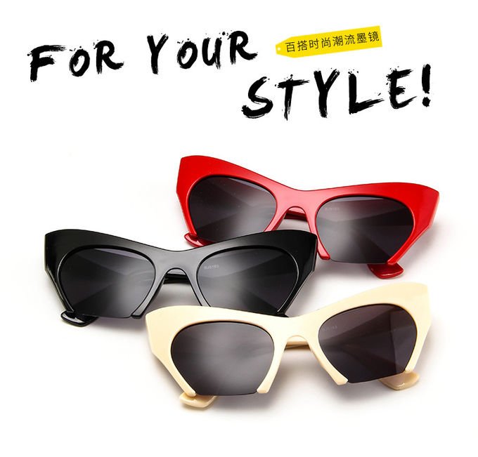 Trendy Fashion Half Frame Cat Eye Women Plastic Hot Sale Sunglasses BSCI 0
