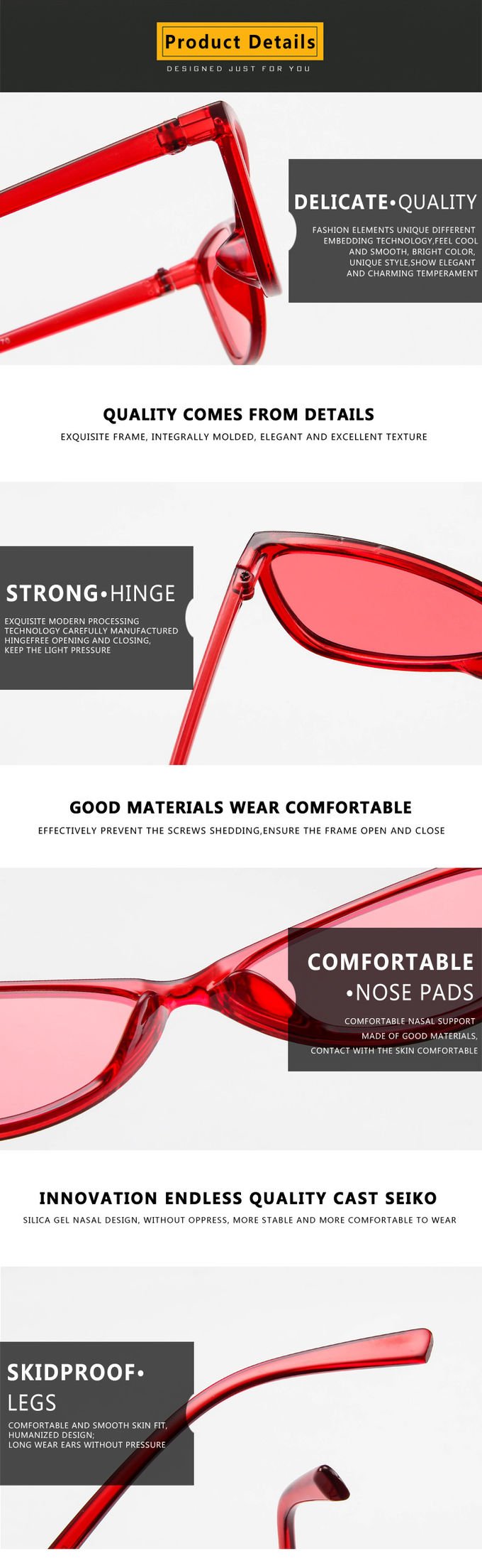 Cool Personality PC Frame Sunglasses 144MM BSCI SGS ISO9001 UV400 6