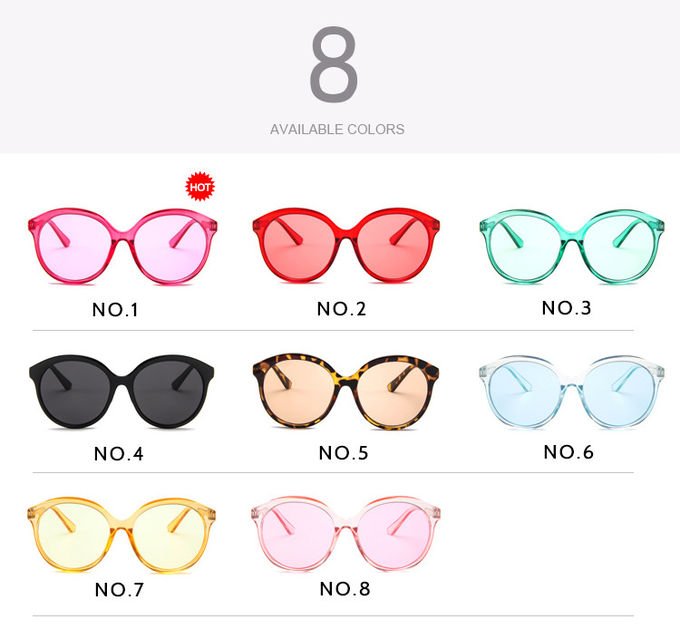 Big Frame Retro Jelly Color Round Frame Sunglasses Fashion Trend Glasses 12