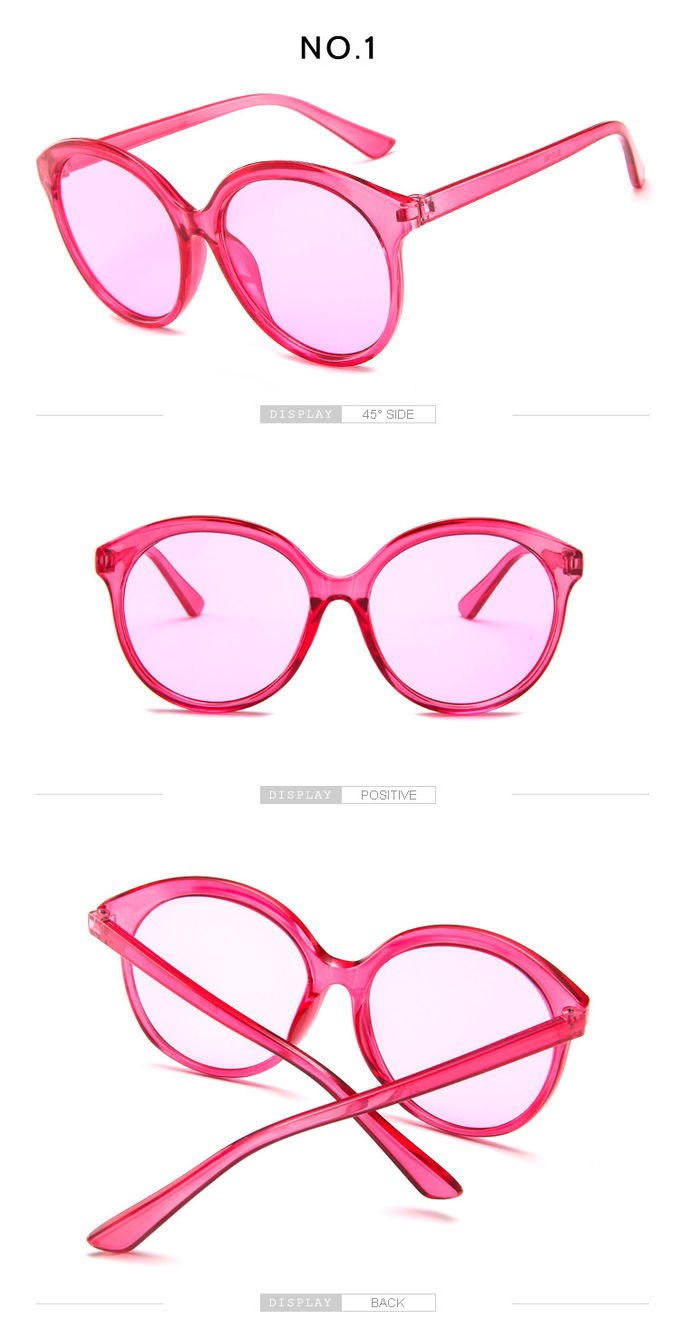 Big Frame Retro Jelly Color Round Frame Sunglasses Fashion Trend Glasses 9