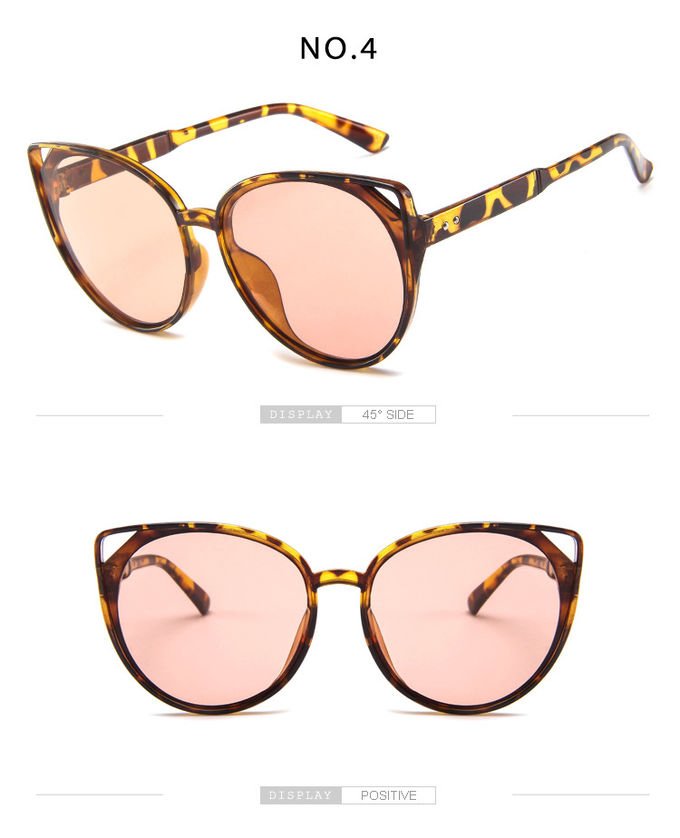 Female Silver Pink Lens Sunglasses Round Rose Gold Frame Retro Color Mirror Lens Glasses 5