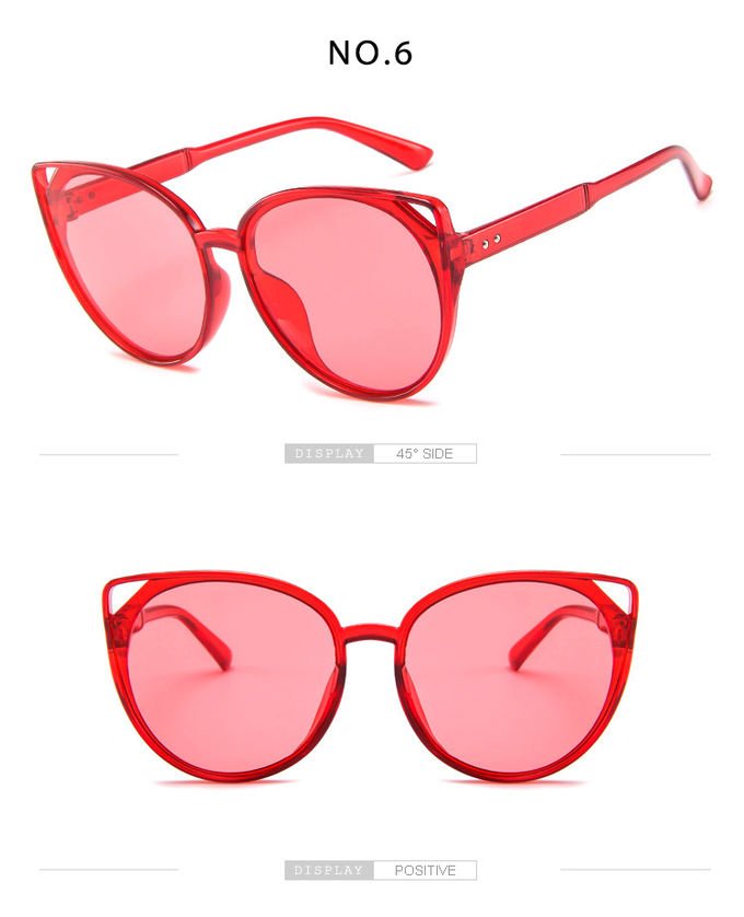 Female Silver Pink Lens Sunglasses Round Rose Gold Frame Retro Color Mirror Lens Glasses 4