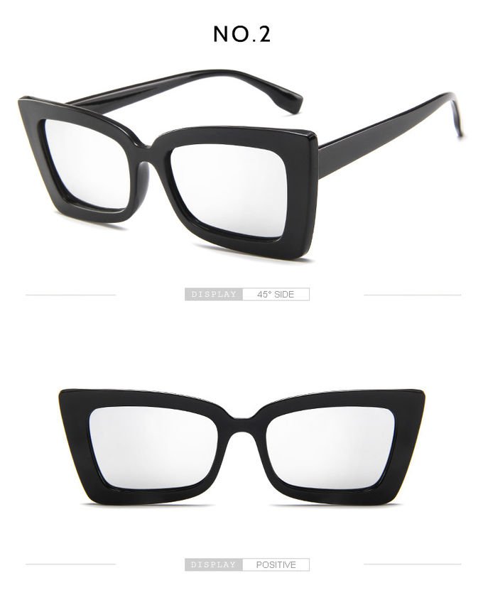 BSCI Trendy Fashion Sunglasses Women Rectangle Frame Clear Mirror Lens Glasses UV400 4
