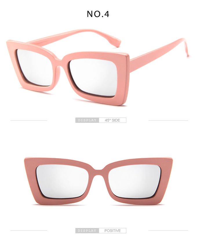 BSCI Trendy Fashion Sunglasses Women Rectangle Frame Clear Mirror Lens Glasses UV400 6