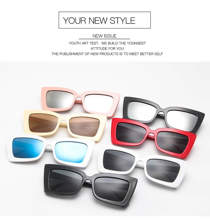 BSCI Trendy Fashion Sunglasses Women Rectangle Frame Clear Mirror Lens Glasses UV400 10