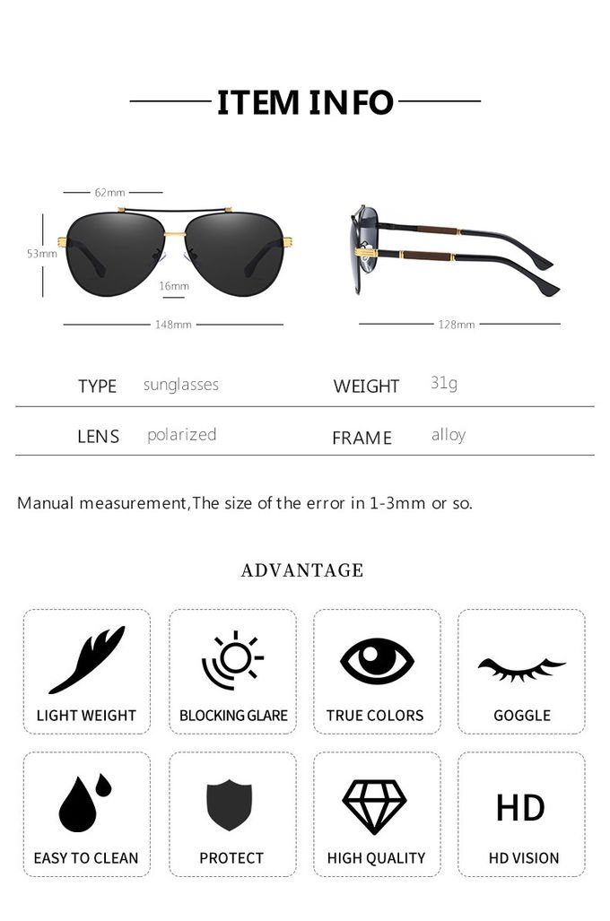 Shades Trendy UV400 Polarized Stylish Sunglasses TAC Luxury Men BSCI 12