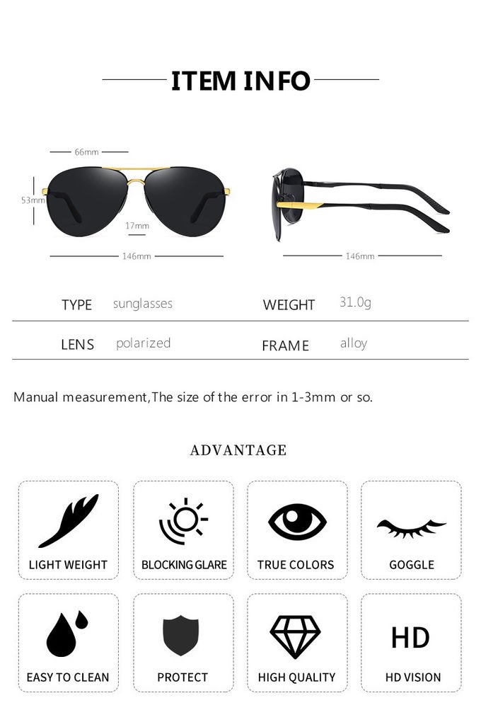 Ultra Lightweight Rectangular Polarized Stylish Sunglasses UV400 Protection 10