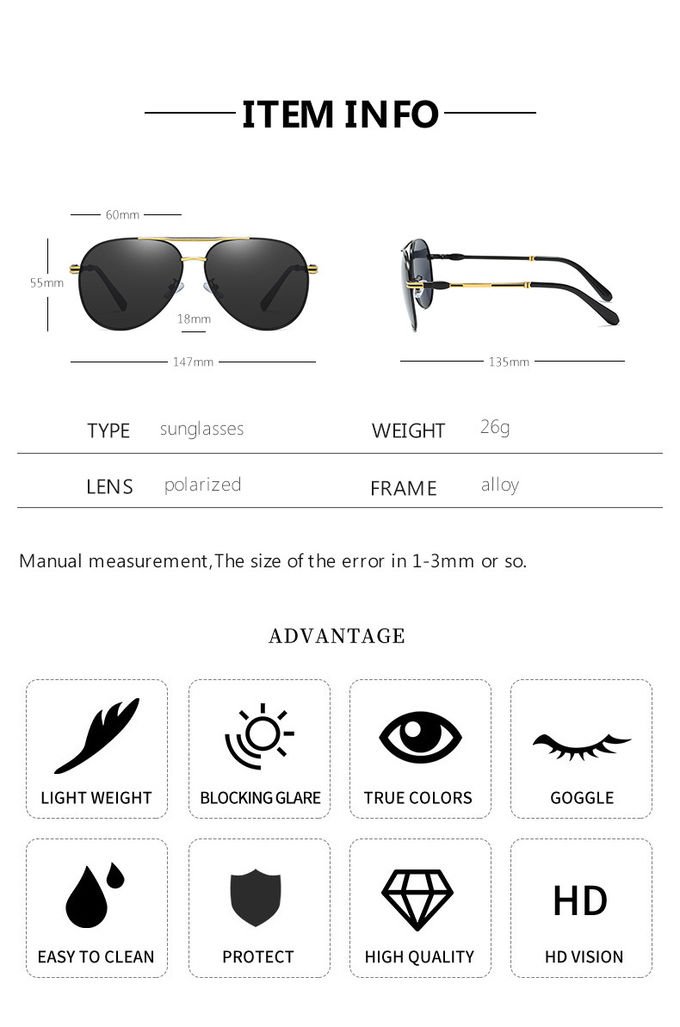 Memory Mens Metal Frame Sunglasses Spring Leg Fashion Polarized 11