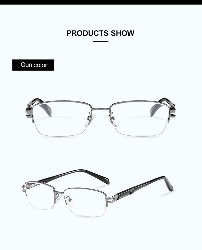 Men Metal Frame Computer Rectangle Reading Glasses Stainless Steel Spring Hinges Sun Readers 5