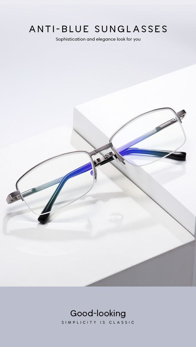 Promotion Metal Frame Reading Eyeglasses 139MM Anti Blue Light AC Lens 0
