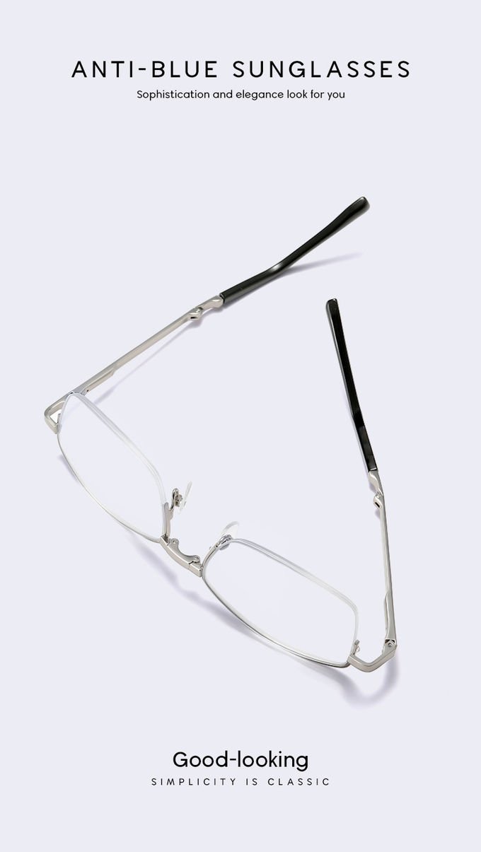 Promotion Metal Frame Reading Eyeglasses 139MM Anti Blue Light AC Lens 1