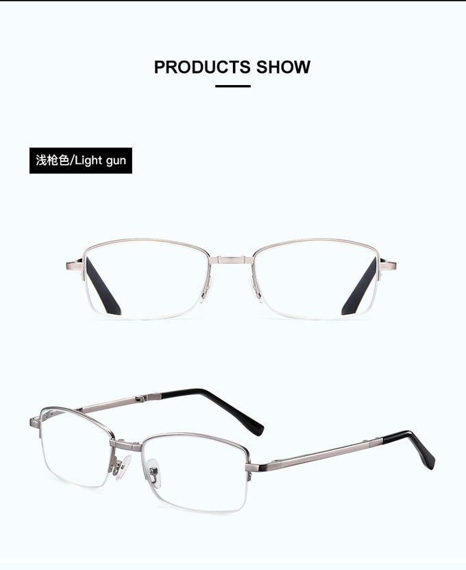 Promotion Metal Frame Reading Eyeglasses 139MM Anti Blue Light AC Lens 3