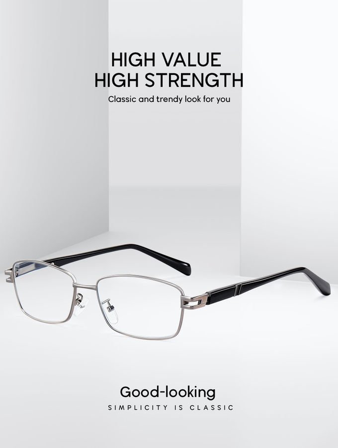 Rectangle Designer Reading Glasses For Men Reading Glasses Metal Progressive Multifocal 0