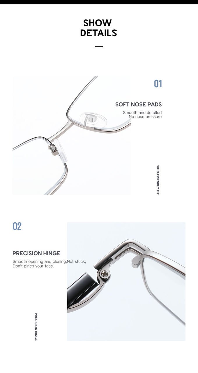 Rectangle Designer Reading Glasses For Men Reading Glasses Metal Progressive Multifocal 5